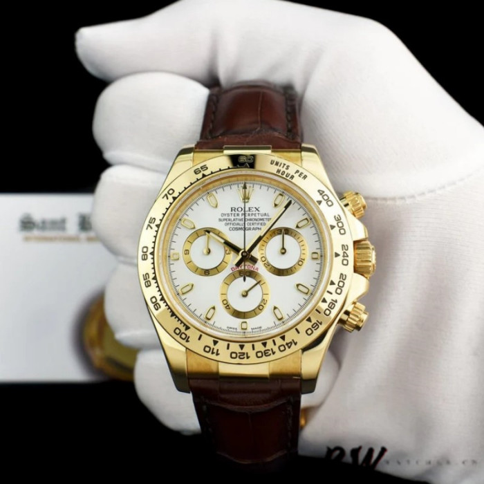 Rolex Daytona 116518 Yellow Gold Automatic White Dial 40mm Mens Replica Watch
