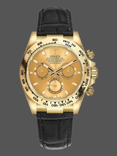 Rolex Cosmograph Daytona 116518 Champagne Dial Yellow Gold Bezel 40mm Mens  Replica Watch