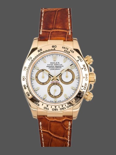 Rolex Daytona 116518 Yellow Gold Automatic White Dial 40mm Mens Replica Watch