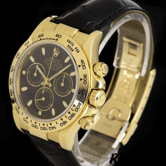 Rolex Cosmograph Daytona 116518 Black Leather Strap 40MM Mens Replica Watch