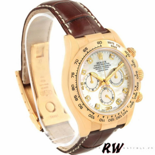 Rolex Daytona 116518 MOP Diamond Dial Brown Leather strap 40mm Mens Replica Watch