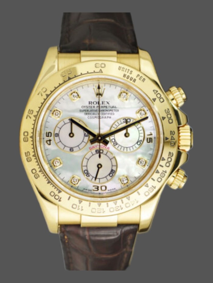 Rolex Daytona 116518 MOP Diamond Dial Yellow Gold 40mm Mens Replica Watch