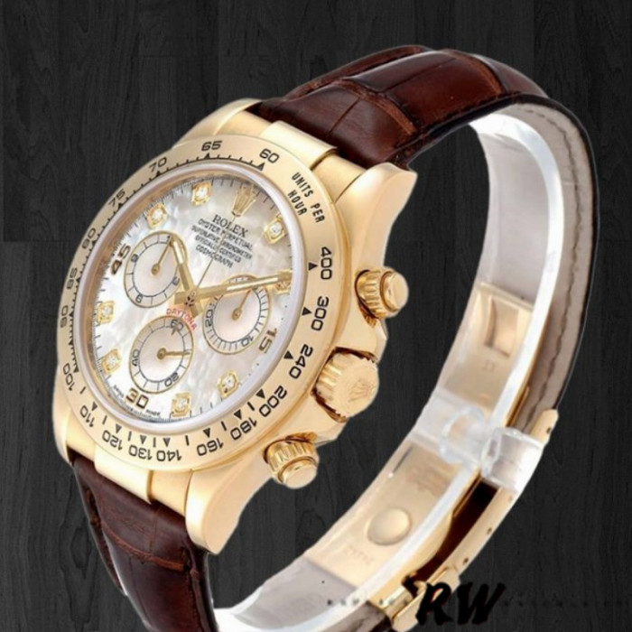 Rolex Daytona 116518 MOP Diamond Dial Brown Leather strap 40mm Mens Replica Watch