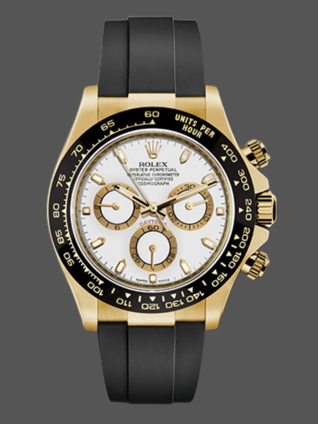 Rolex Cosmograph Daytona 116518LN White Dial Black Rubber Strap 40mm Mens Replica Watch