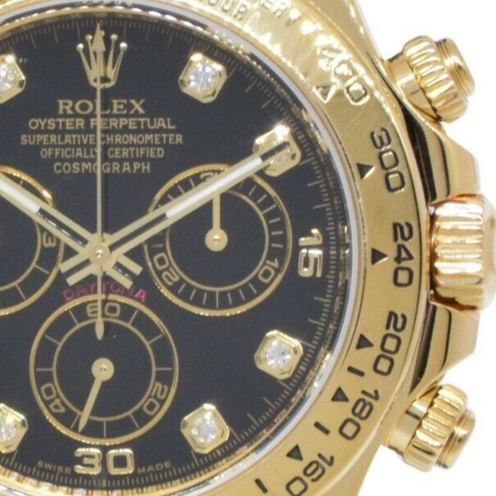 Rolex Daytona 116518 Black Diamond Dial Black Leather strap 40mm Mens Replica Watch