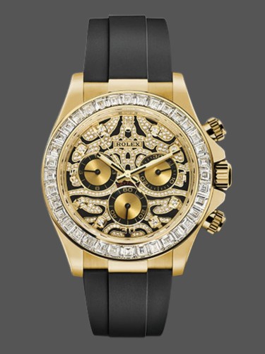 Rolex Cosmograph Daytona 116588 Yellow Gold Black Rubber Strap 40mm Mens Replica Watch
