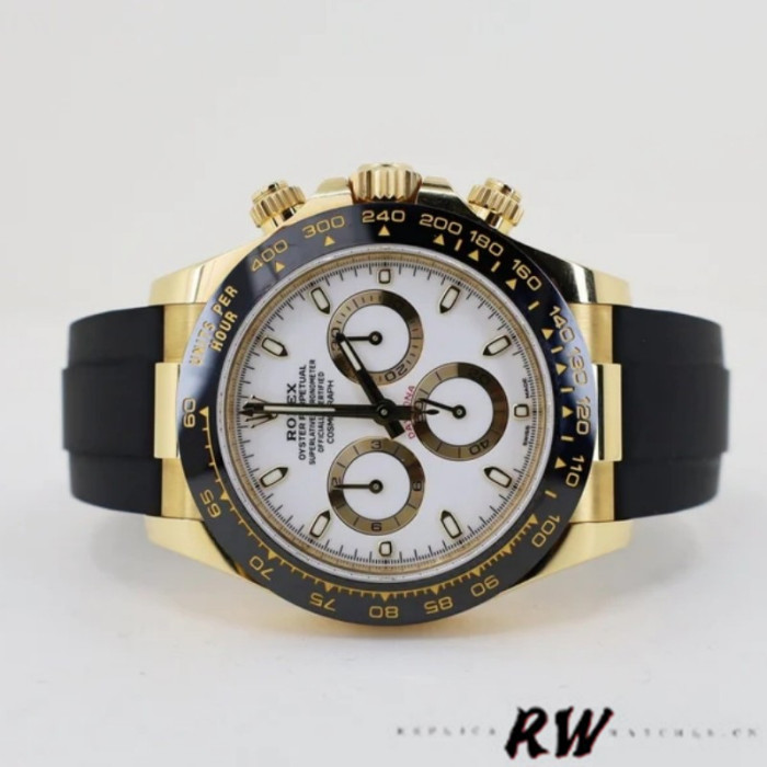 Rolex Cosmograph Daytona 116518LN White Dial Black Rubber Strap 40mm Mens Replica Watch