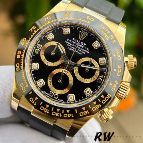 Rolex Daytona 116518LN Yellow Gold Black Diamond Dial 40mm Mens Replica Watch