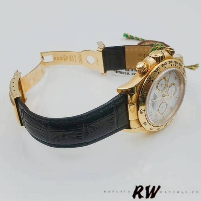 Rolex Daytona 116518 Black Leather Strap White Dial 40mm Mens Replica Watch