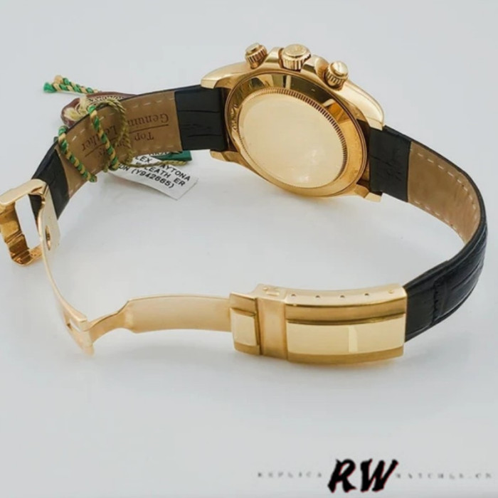 Rolex Daytona 116518 Black Leather Strap White Dial 40mm Mens Replica Watch