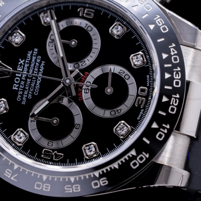 Rolex Daytona 116519 White Gold Automatic Black Dial Diamonds 40mm Mens Replica Watch