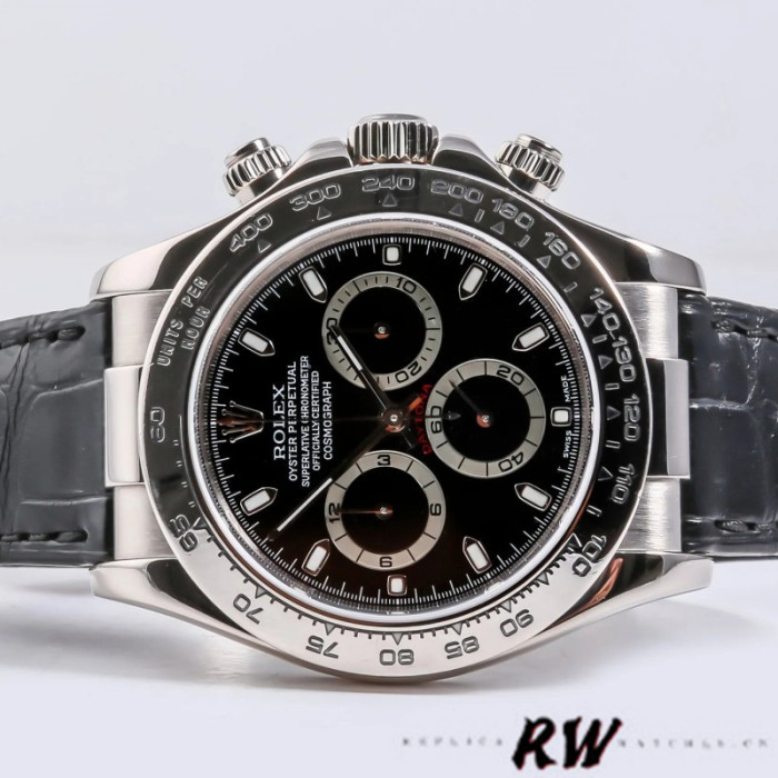 Rolex Daytona 116519 White Gold Black Dial 40mm Mens Replica Watch