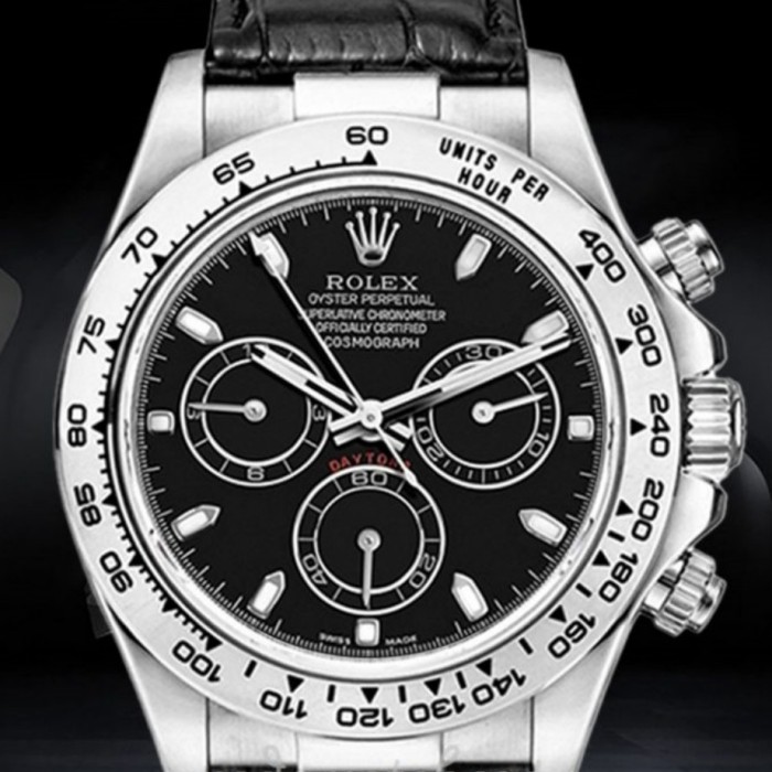 Rolex Daytona 116519 Black Leather strap Black Dial 40mm Mens Replica Watch
