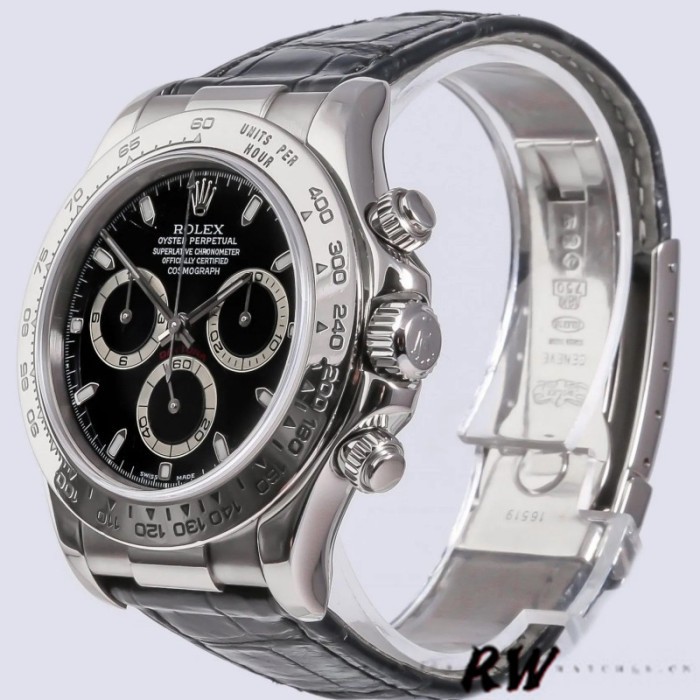 Rolex Daytona 116519 White Gold Black Dial 40mm Mens Replica Watch
