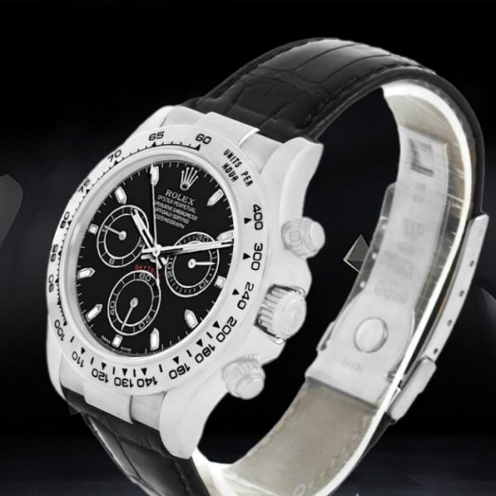 Rolex Daytona 116519 Black Leather strap Black Dial 40mm Mens Replica Watch