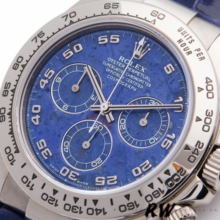 Rolex Daytona 116519 Sodalite Arabic Dial Blue Alligator Leather 40mm Mens Replica Watch