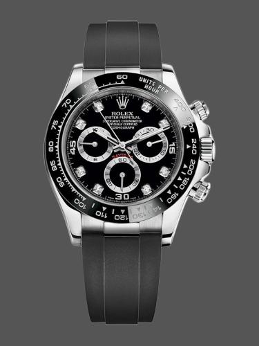 Rolex Daytona 116519 White Gold Automatic Black Dial Diamonds 40mm Mens Replica Watch