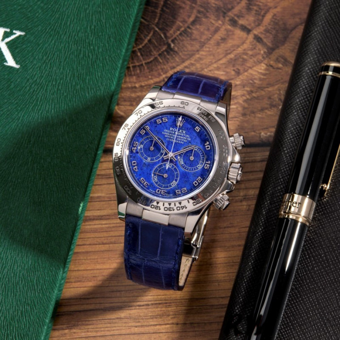 Rolex Daytona 116519 Sodalite Arabic Dial Blue Alligator Leather 40mm Mens Replica Watch