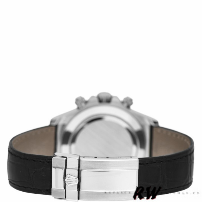 Rolex Daytona 116519 Black Alligator Leather strap White Dial 40mm Mens Replica Watch