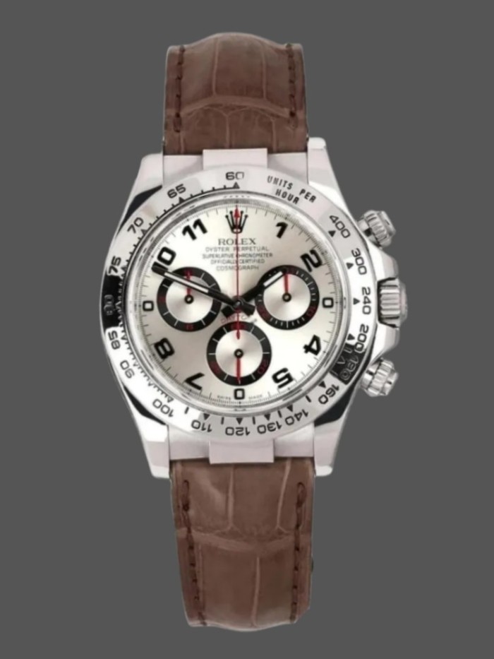 Rolex Daytona 116519 White Gold Racing Dial Brown Leather strap 40mm Mens Replica Watch