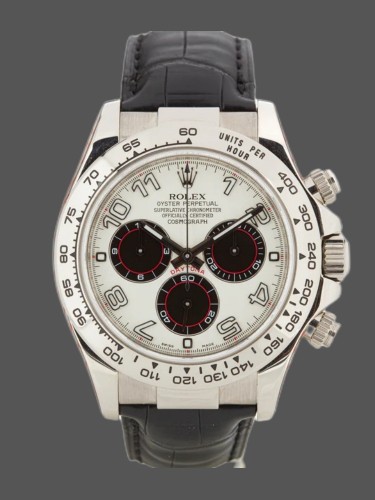 Rolex Daytona 116519 White Dial Black Leather Strap 40mm Mens Replica Watch