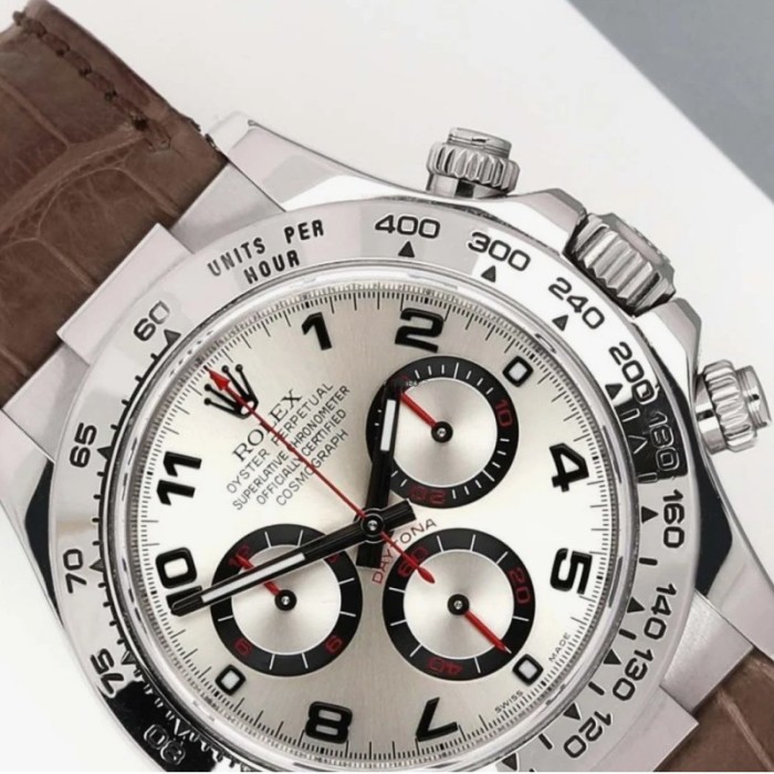 Rolex Daytona 116519 White Gold Racing Dial Brown Leather strap 40mm Mens Replica Watch