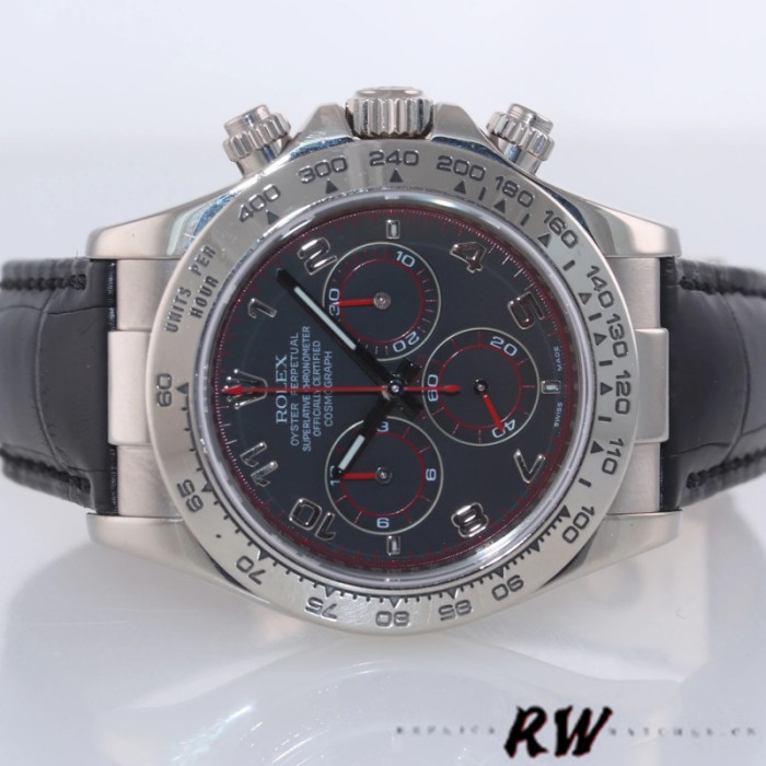 Rolex Daytona 116519 Black Racing Dial Leather strap 40mm Mens Replica Watch