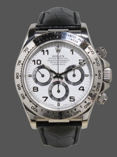 Rolex Daytona 16519 White Dial Black Leather strap 40mm Mens Replica Watch