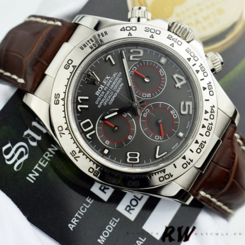 Rolex Daytona 116519 Grey Dial Brown Leather strap 40mm Mens Replica Watch