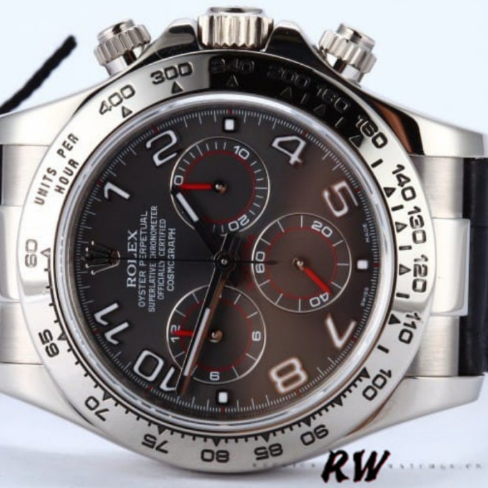 Rolex Cosmograph Daytona 116519 Gray dial Black Leather Strap 40mm Mens Replica Watch