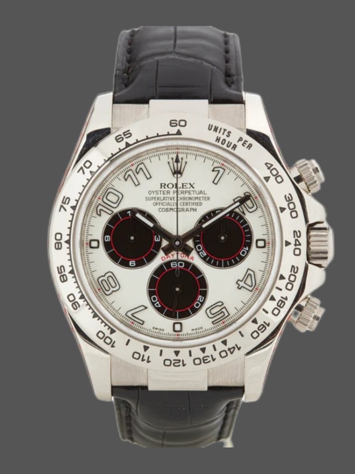Rolex Daytona 116519  Panda  Dial Black Leather Strap 40mm Mens Replica Watch
