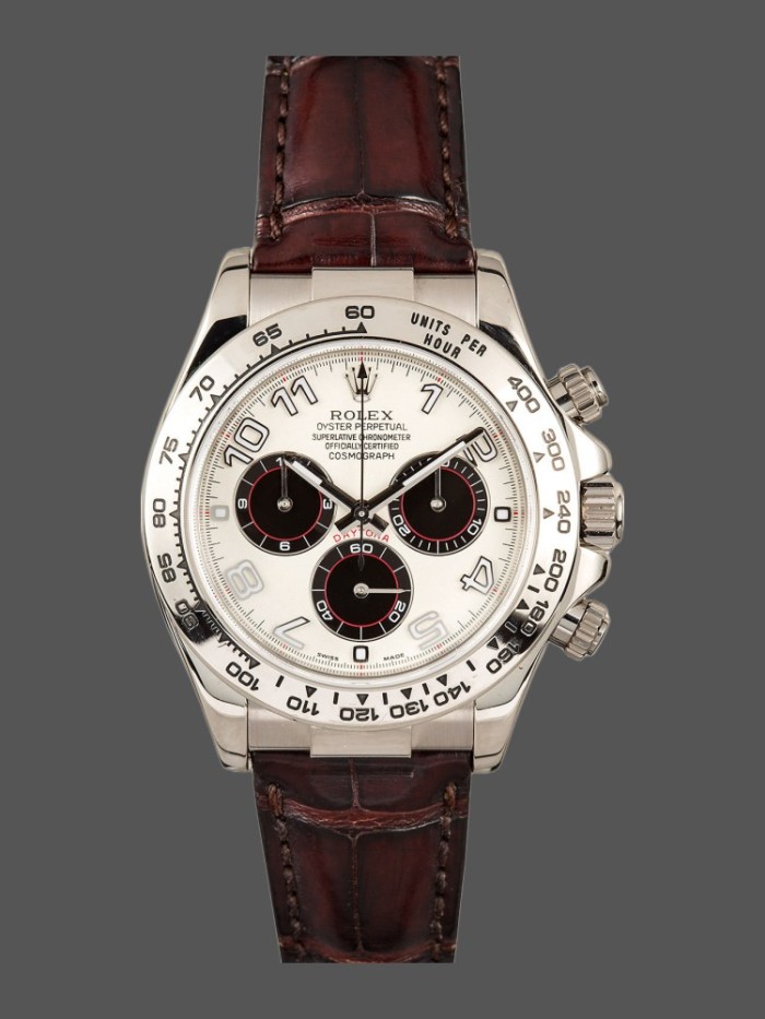 Rolex Daytona 116519  Panda  Dial Chocolate Leather Strap 40mm Mens Replica Watch