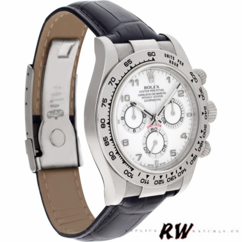 Rolex Daytona 116519 White Dial Black Leather strap 40mm Mens Replica Watch