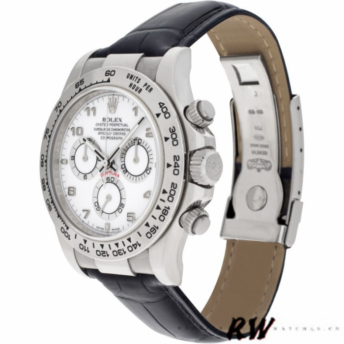 Rolex Daytona 116519 White Dial Black Leather strap 40mm Mens Replica Watch