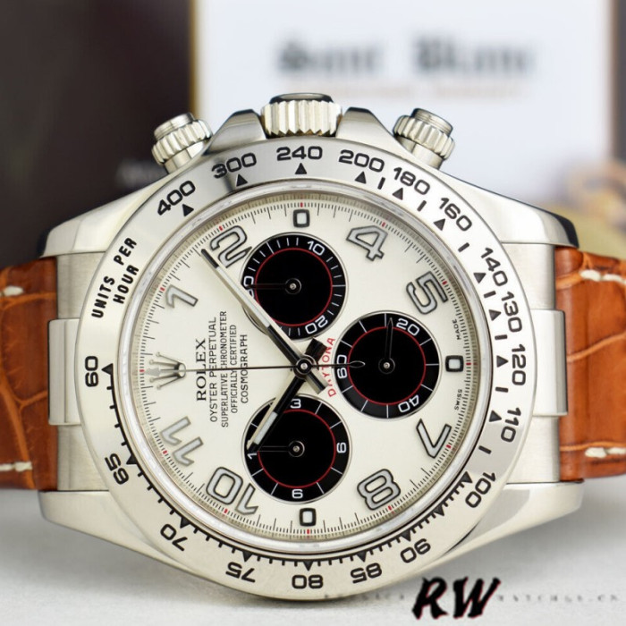 Rolex Daytona 116519  Panda  Dial Brown Leather Strap 40mm Mens Replica Watch