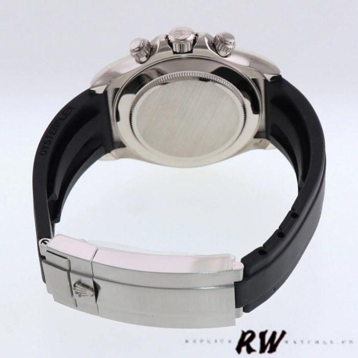 Rolex Daytona 116519 white Arabic dial Black Rubber strap 40mm Mens Replica Watch