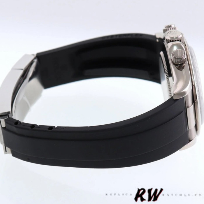 Rolex Daytona 116519 white Arabic dial Black Rubber strap 40mm Mens Replica Watch