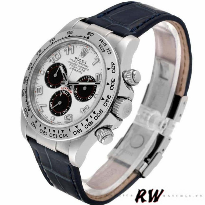 Rolex Daytona 116519  Panda  Dial Blue Leather Strap 40mm Mens Replica Watch