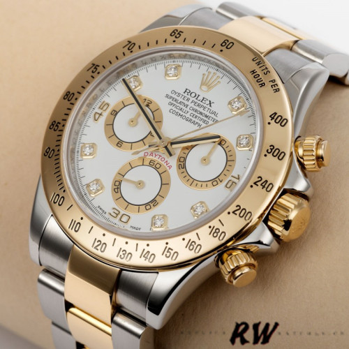 Rolex Daytona 116523 White Diamond Dial 40mm Mens Replica Watch
