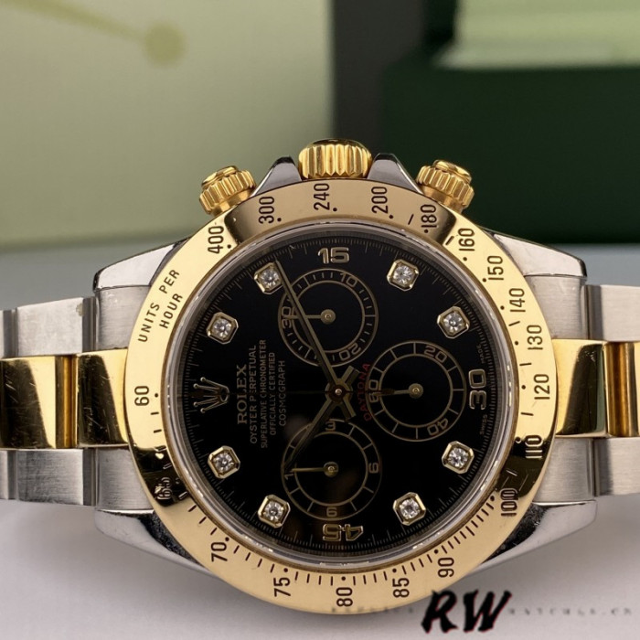 Rolex Daytona 116523 Stainless Steel Black Diamond Dial 40mm Mens Replica Watch