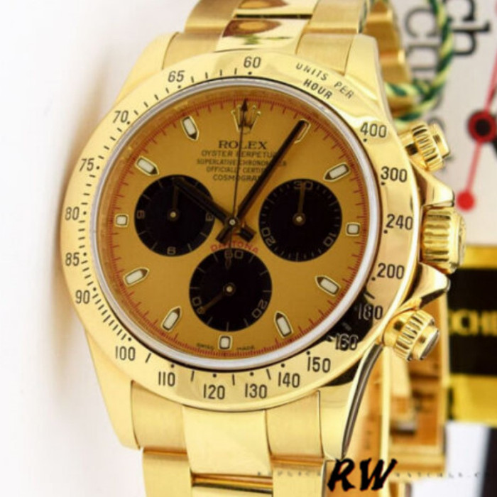 Rolex Daytona 116528 Yellow Gold Champagne Dial 40mm Mens Replica Watch