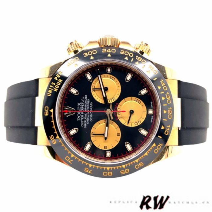 Rolex Daytona 116528LN Black Dial Rubber strap 40mm Mens Replica Watch