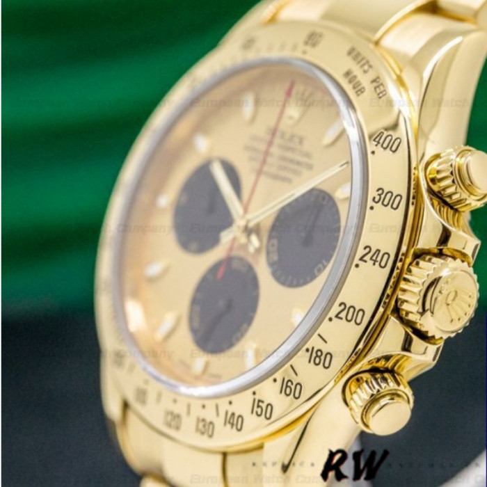 Rolex Daytona 116528 Yellow Gold Champagne Dial 40mm Mens Replica Watch