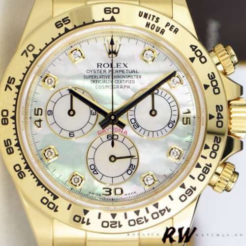 Rolex-Daytona 116528 Yellow Gold MOP Diamond 40mm Mens Replica Watch