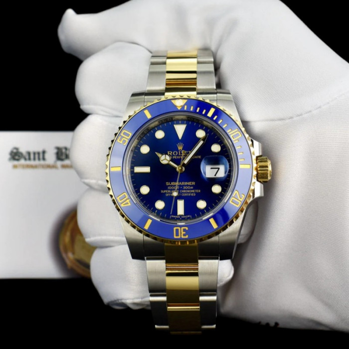 Replica Rolex Submariner Date 116613LB Two Tone Blue Dial 40mm Mens Watch