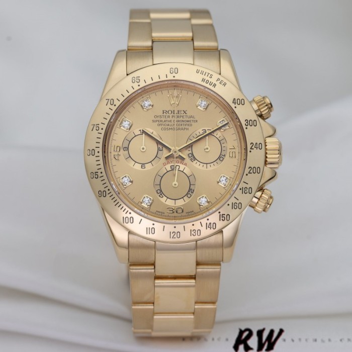 Rolex Cosmograph Daytona 116528 Champagne Diamond Dial 40mm Mens Replica Watch