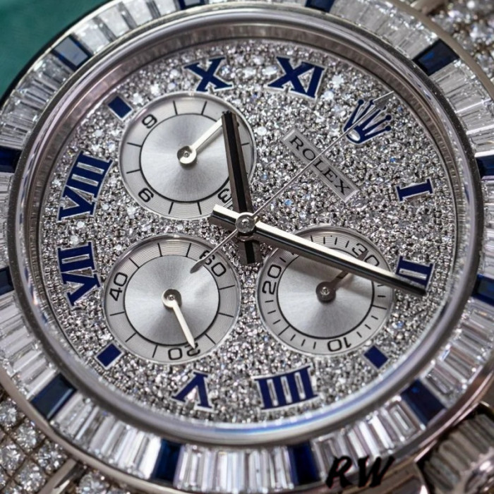 Rolex Daytona 116599 pave diamond dial Blue Leather Strap 40mm Mens Replica Watch