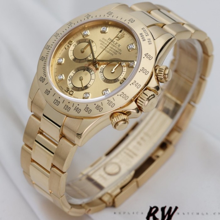 Rolex Cosmograph Daytona 116528 Champagne Diamond Dial 40mm Mens Replica Watch
