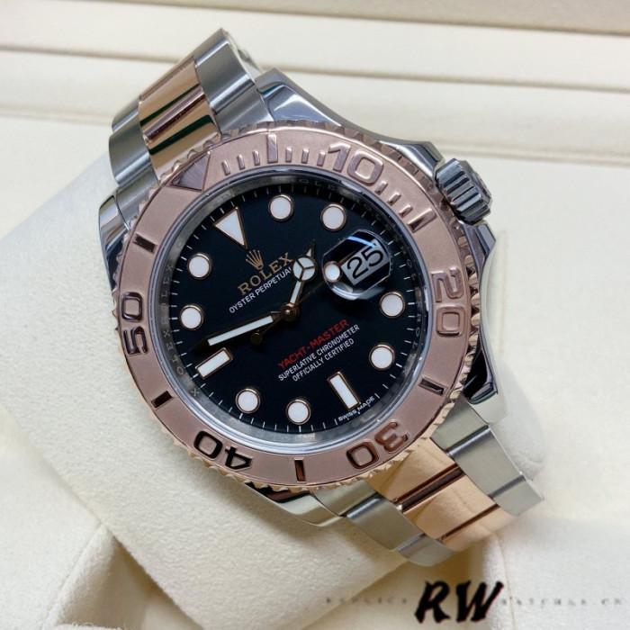 Rolex Yacht-Master 116621 Black Dial Rose Gold Steel 40mm Mens Replica Watch