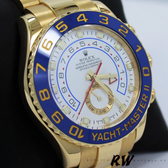 Rolex Yacht-Master II 116688 Yellow Gold White Dial 44mm Mens Replica Watch
